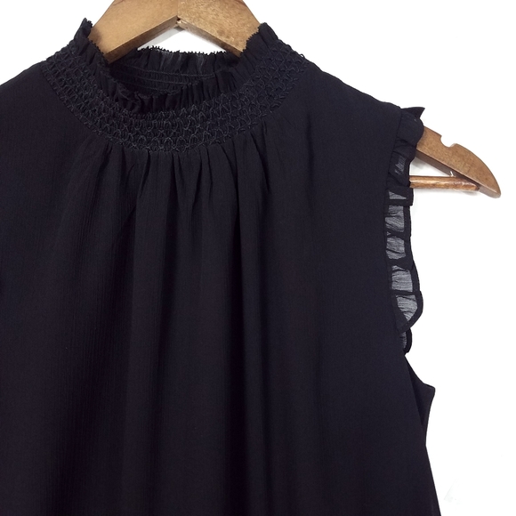 J.Crew Crinkle Chiffon Mock Neck Smocked Top - Picture 4 of 8